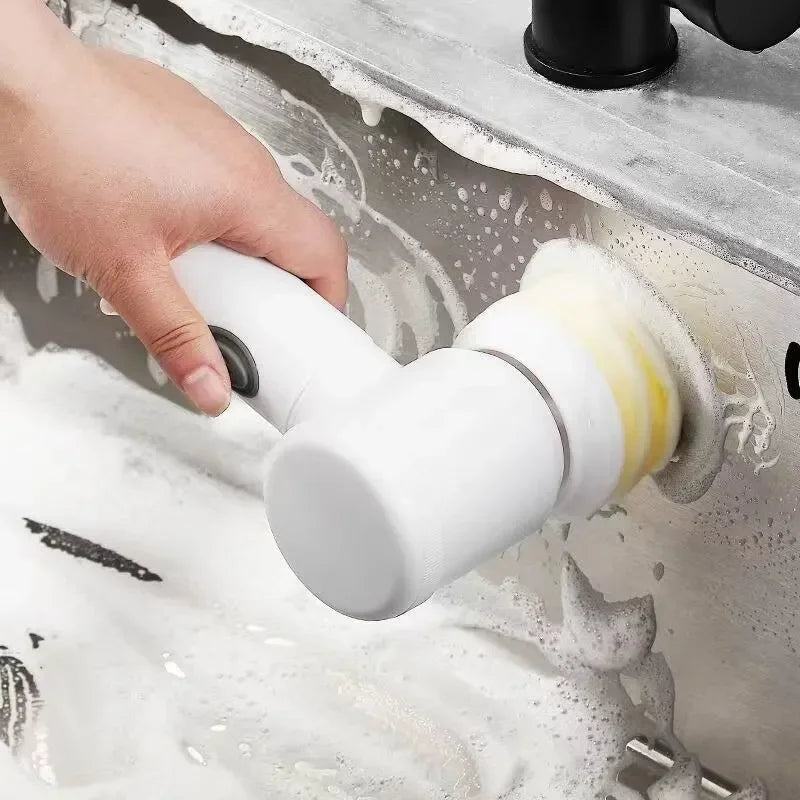 Escova de limpeza elétrica multifuncional para cozinha ou banheiro.