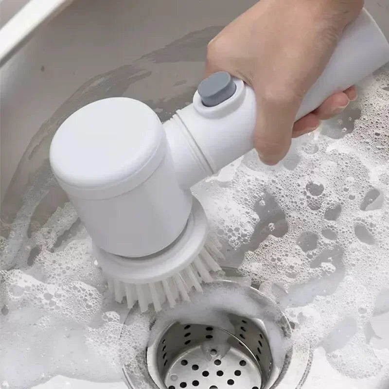 Escova de limpeza elétrica multifuncional para cozinha ou banheiro.